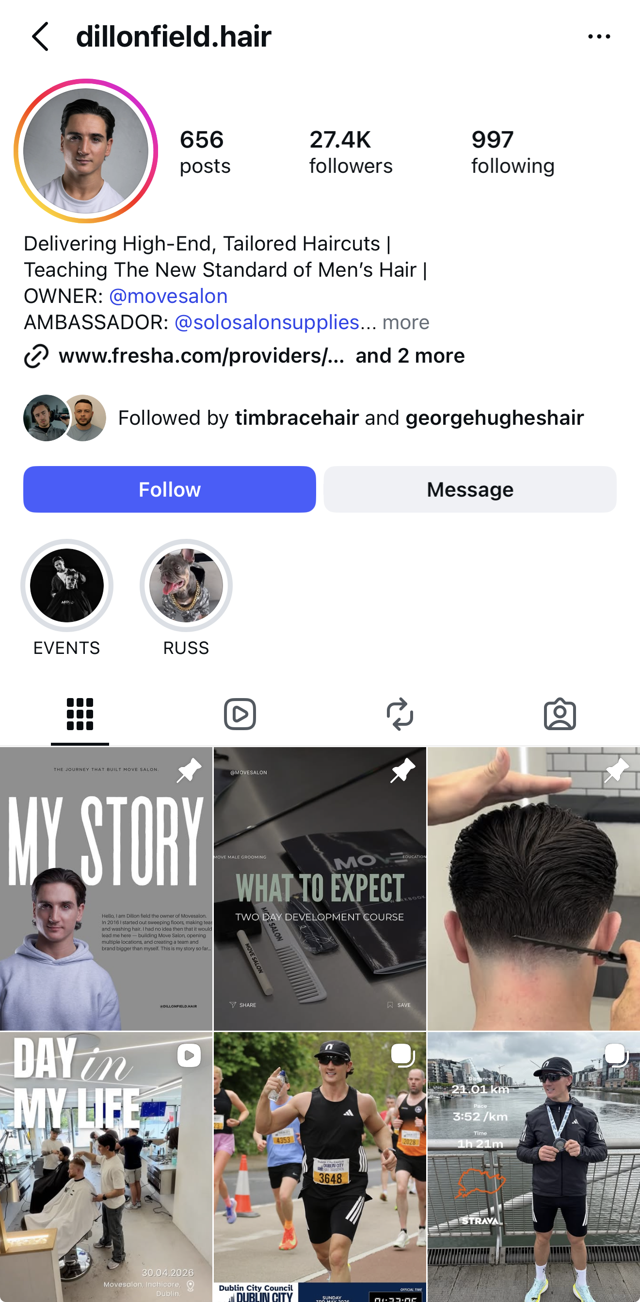 Dillon's Instagram, 27.4K followers